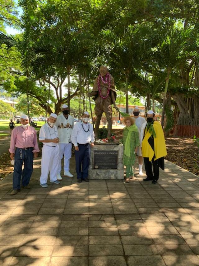 Spiritual prayer and lei ceremony by the GIIP board members in Honolulu, USA on October 2, 2021.
