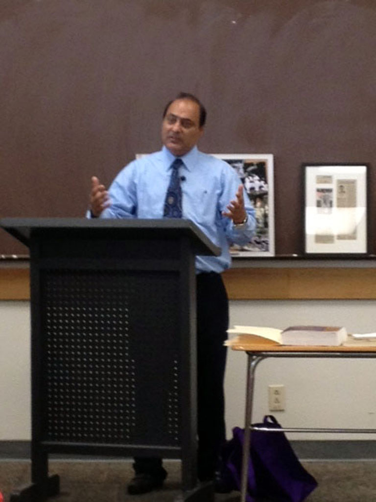 Dr. Raj Kumar teaching Mahatma Gandhi's philosophy of nonviolence to the students of Brigham Young University of Hawaii