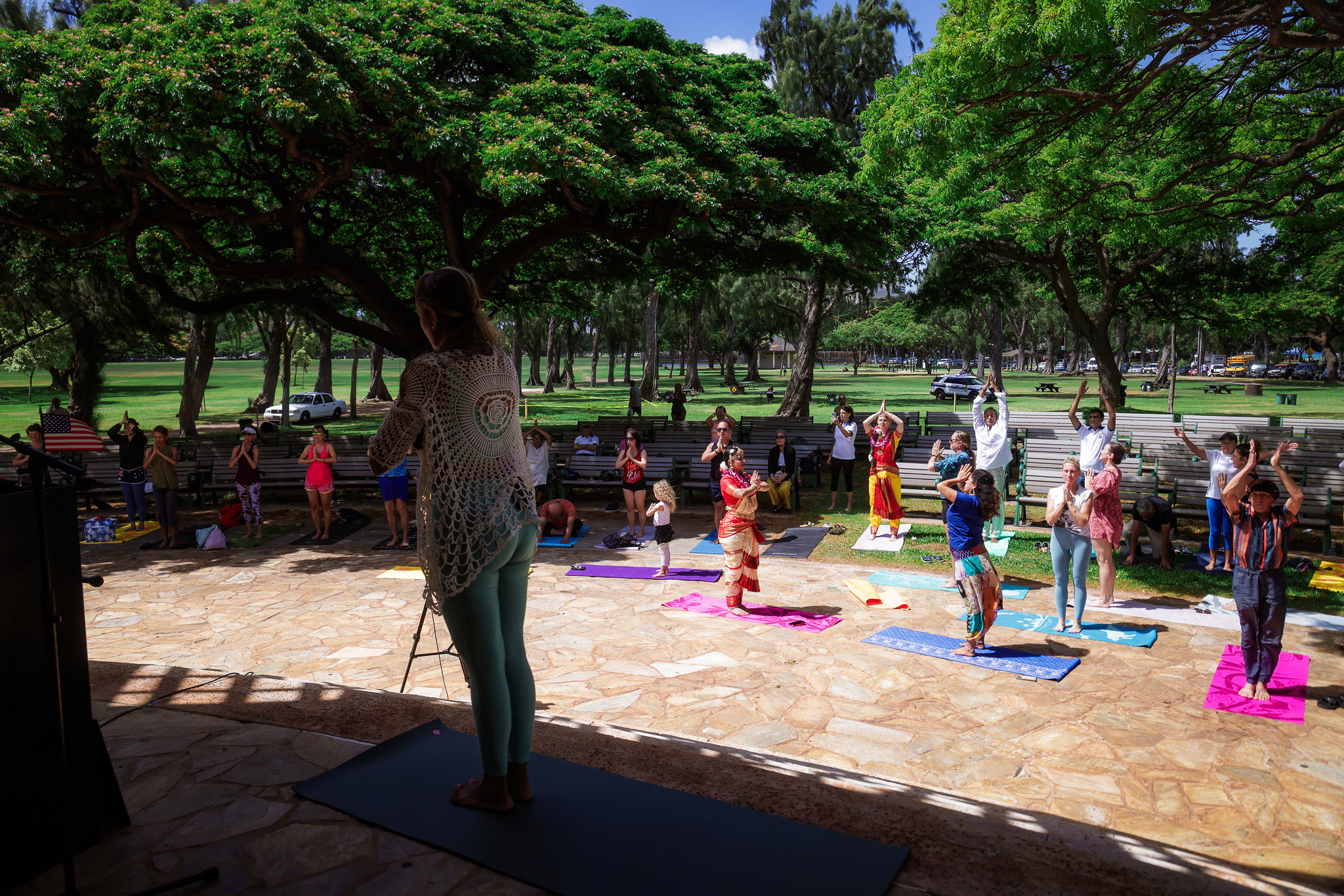Michele Santos, Yoga instructor leading Yoga asanas